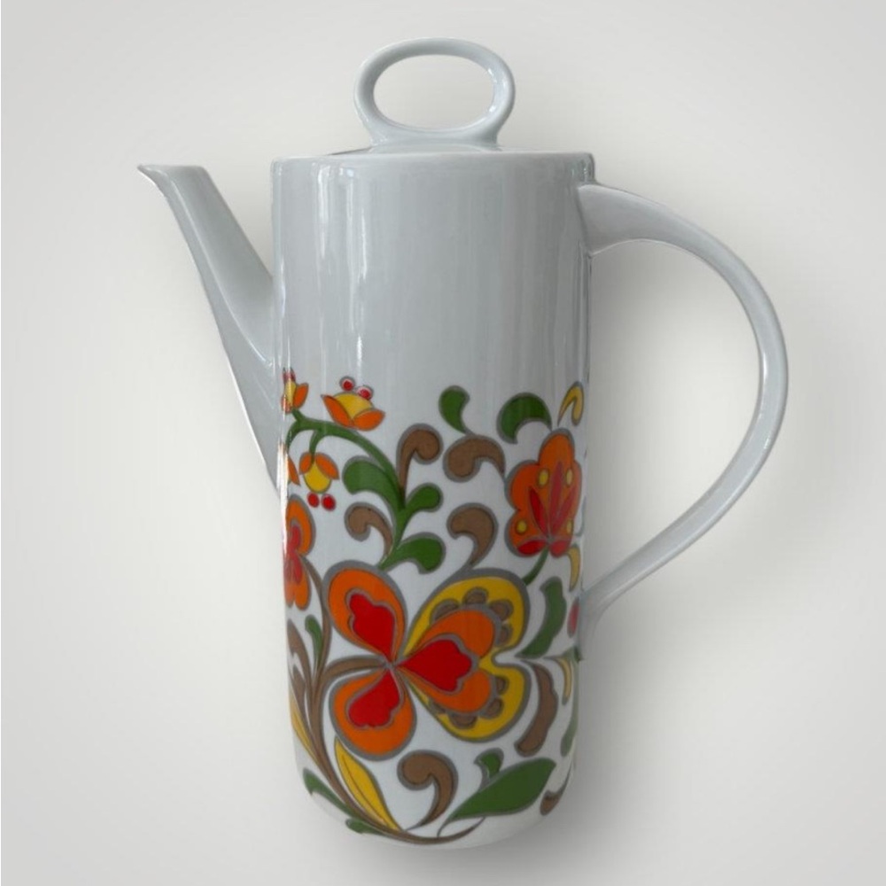 VINTAGE SCHMIDT FLORAL PORCELAIN COFFEE POT